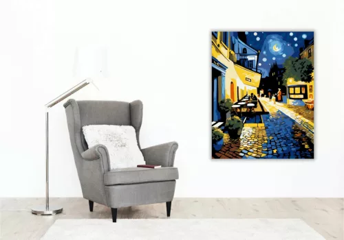 Éjszakai Terasz Hangulata - számfestő készlet - Számfestő.hu - 40×50cm - Keret nélkül