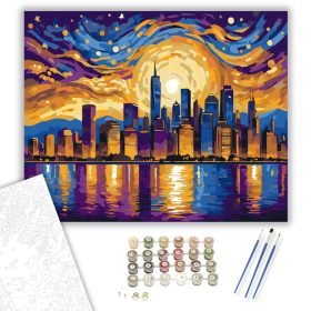 Városi Fények Harmóniája - számfestő készlet - Számfestő.hu - 40×50cm - keret nélkül