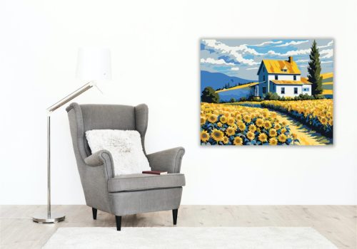 Napraforgók Tánca - számfestő készlet - Számfestő.hu - 60×70cm - keret nélkül