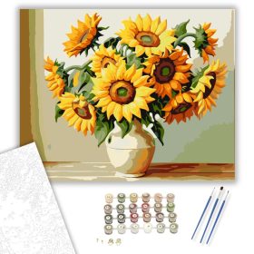 Napraforgók Ragyogása - számfestő készlet - Számfestő.hu - 40×50cm - keret nélkül