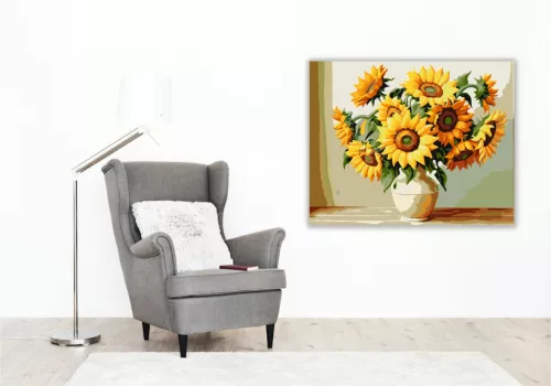 Napraforgók Ragyogása - számfestő készlet - Számfestő.hu - 40×50cm - keret nélkül