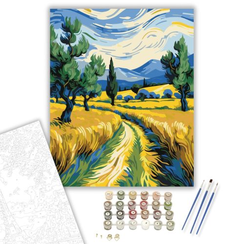 Aranyló Búzamezők Harmóniája - számfestő készlet - Számfestő.hu - 40×50cm - keretre feszítve