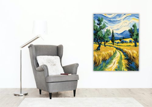 Aranyló Búzamezők Harmóniája - számfestő készlet - Számfestő.hu - 80×100cm - keret nélkül