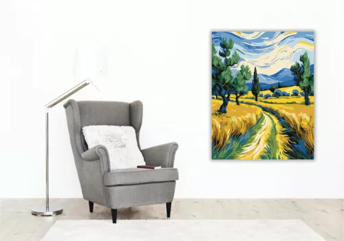 Aranyló Búzamezők Harmóniája - számfestő készlet - Számfestő.hu - 40×50cm - Keret nélkül