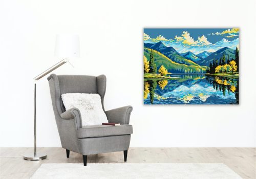 Hegyi Tó Tükröződése - számfestő készlet - Számfestő.hu - 40×50cm - keret nélkül