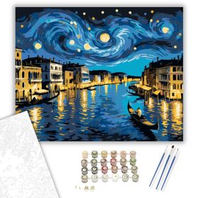 Éjszakai Velencei Út - számfestő készlet - Számfestő.hu - 40×50cm - keret nélkül