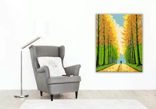 Aranyló Őszi Séta - számfestő készlet - Számfestő.hu - 40×50cm - Keret nélkül