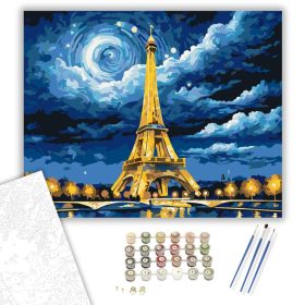 Éjszakai Torony Fényei - számfestő készlet - Számfestő.hu - 40×50cm - keret nélkül