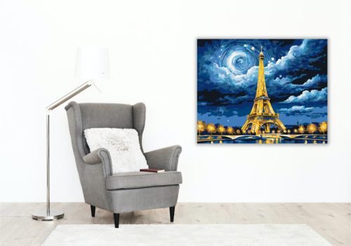 Éjszakai Torony Fényei - számfestő készlet - Számfestő.hu - 50×60cm - keretre feszítve