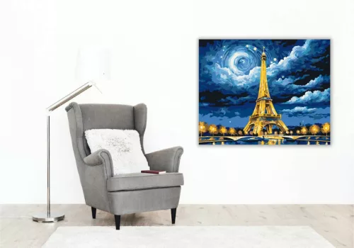 Éjszakai Torony Fényei - számfestő készlet - Számfestő.hu - 40×50cm - Keret nélkül