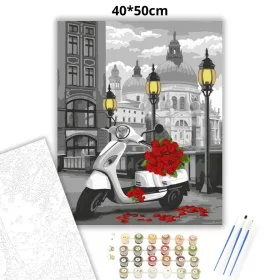 Fehér Vespa - számfestő készlet - Számfestő.hu - 40×50cm - Keret nélkül