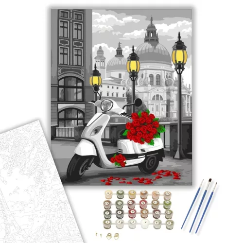 Fehér Vespa  - számfestő készlet - Számfestő.hu - 50×60cm - keret nélkül