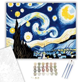 Csillagos Éjszaka Fantázia - számfestő készlet - Számfestő.hu - 40×50cm - keret nélkül