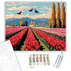Tulipánok Tánca - számfestő készlet - Számfestő.hu - 40×50cm - keret nélkül