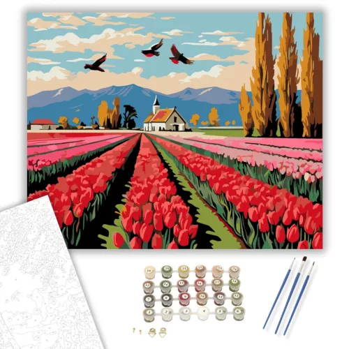 Tulipánok Tánca - számfestő készlet - Számfestő.hu - 40×50cm - keret nélkül