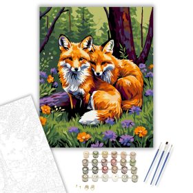 Erdei Rókák Harmóniája - számfestő készlet - Számfestő.hu - 40×50cm - keret nélkül