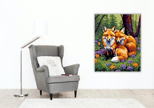 Erdei Rókák Harmóniája - számfestő készlet - Számfestő.hu - 40×50cm - keret nélkül