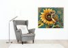 Napraforgó és Veréb Harmóniája - számfestő készlet - Számfestő.hu - 60×70cm - keret nélkül