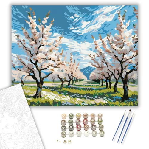 Virágzó Tavaszi Liget - számfestő készlet - Számfestő.hu - 40×50cm - keret nélkül