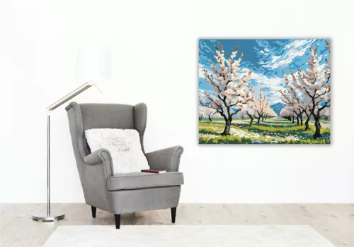 Virágzó Tavaszi Liget - számfestő készlet - Számfestő.hu - 80×100cm - keret nélkül