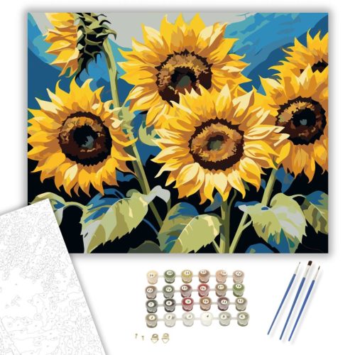Napraforgók Tükröződése - számfestő készlet - Számfestő.hu - 40×50cm - keret nélkül