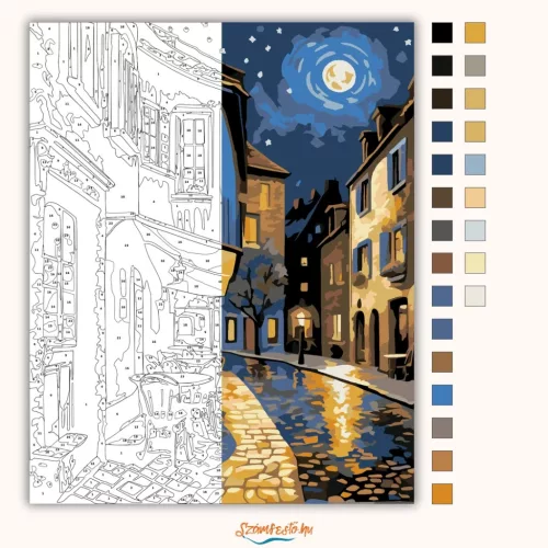 Éjjeli Utcák Varázsa - számfestő készlet - Számfestő.hu - 40×50cm - Keret nélkül