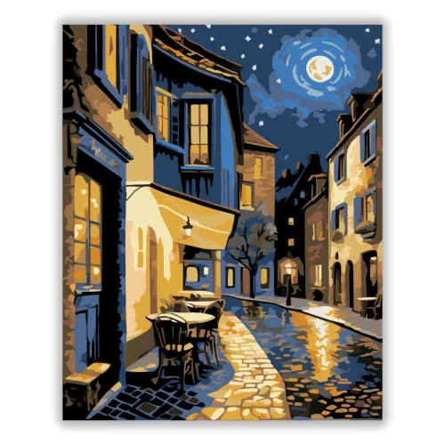 Éjjeli Utcák Varázsa - számfestő készlet - Számfestő.hu - 40×50cm - Keret nélkül