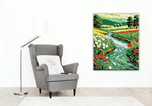 Virágzó Patak Varázsa - számfestő készlet - Számfestő.hu - 40×50cm - keret nélkül