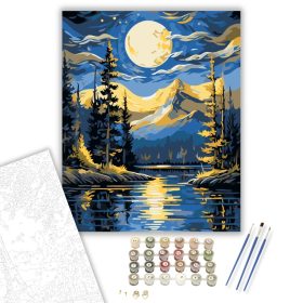 Holdfényes Tavi Nyugalom - számfestő készlet - Számfestő.hu - 40×50cm - keret nélkül