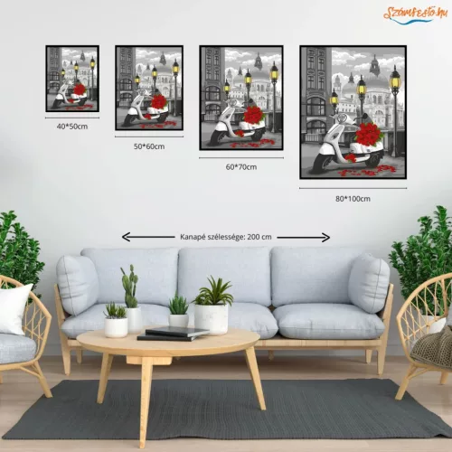 Fehér Vespa - számfestő készlet - Számfestő.hu - 40×50cm - Keret nélkül