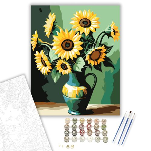 Napraforgók Ragyogása - számfestő készlet - Számfestő.hu - 40×50cm - keret nélkül
