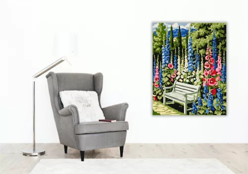 Virágos Kert Nyugalma - számfestő készlet - Számfestő.hu - 80×100cm - keretre feszítve