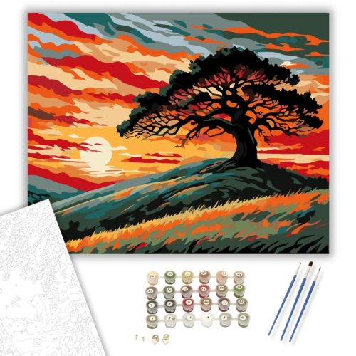 Naplemente Fája - számfestő készlet - Számfestő.hu - 40×50cm - keret nélkül
