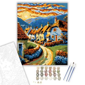 Napfényes Falu Harmóniája - számfestő készlet - Számfestő.hu - 40×50cm - keret nélkül