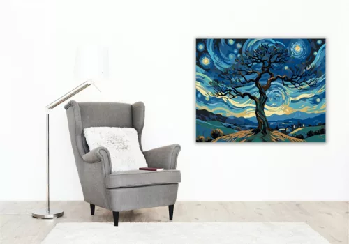 Csillagfényes Táj Harmóniája - számfestő készlet - Számfestő.hu - 40×50cm - keret nélkül