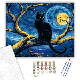Éjféli Macska Meséje - számfestő készlet - Számfestő.hu - 40×50cm - keret nélkül