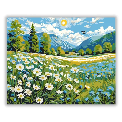 Alpesi Virágmezők Harmóniája - számfestő készlet - Számfestő.hu - 50×60cm - Keret nélkül