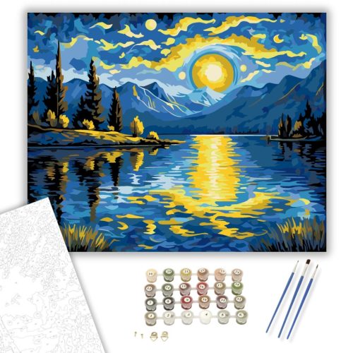 Hegyi Tó Fényjátéka - számfestő készlet - Számfestő.hu - 40×50cm - keret nélkül