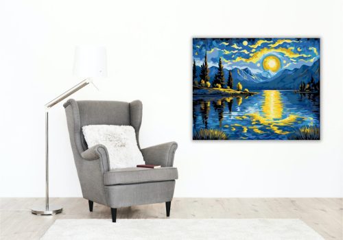 Hegyi Tó Fényjátéka - számfestő készlet - Számfestő.hu - 40×50cm - keret nélkül