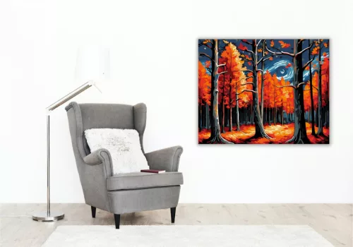 Őszi Erdő Ragyogása - számfestő készlet - Számfestő.hu - 40×50cm - keret nélkül