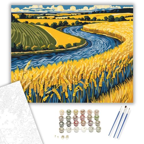 Aranyló Mezők Látomása - számfestő készlet - Számfestő.hu - 40×50cm - keretre feszítve