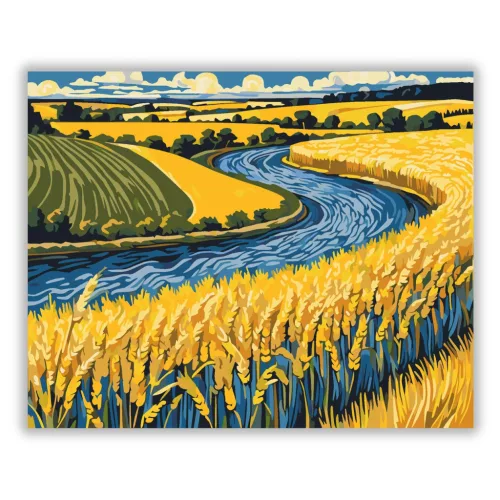 Aranyló Mezők Látomása - számfestő készlet - Számfestő.hu - 40×50cm - Keret nélkül