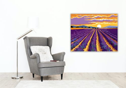 Levendulamezők Alkonyatkor - számfestő készlet - Számfestő.hu - 40×50cm - keretre feszítve