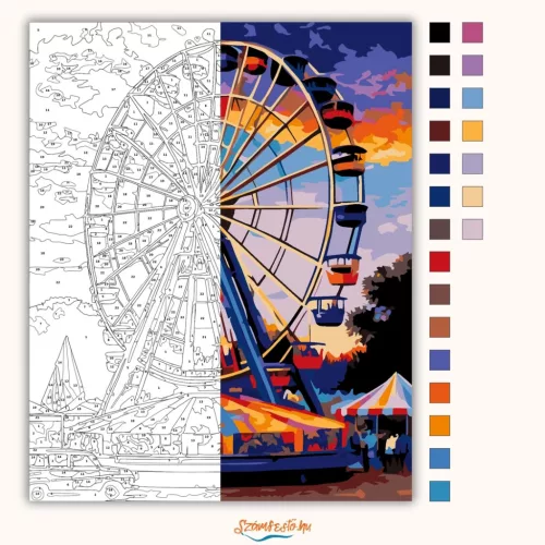 Forgókerék Színkavalkádja - számfestő készlet - Számfestő.hu - 40×50cm - Keret nélkül