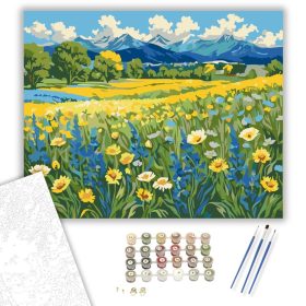 Hegyek Virágos Kertje - számfestő készlet - Számfestő.hu - 40×50cm - keret nélkül