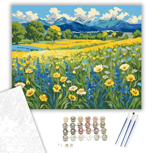 Hegyek Virágos Kertje - számfestő készlet - Számfestő.hu - 40×50cm - keret nélkül