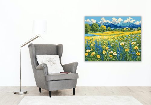 Hegyek Virágos Kertje - számfestő készlet - Számfestő.hu - 40×50cm - keret nélkül