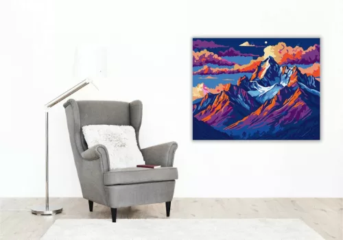 Hegyek Tüzes Látomása - számfestő készlet - Számfestő.hu - 80×100cm - Keret nélkül