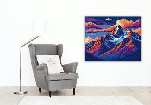 Hegyek Tüzes Látomása - számfestő készlet - Számfestő.hu - 40×50cm - keretre feszítve