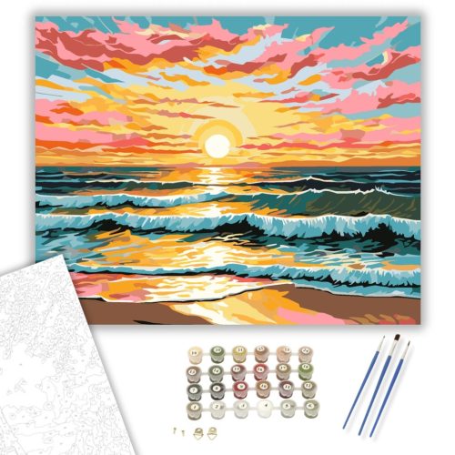 Naplemente Tengerparti Harmóniája - számfestő készlet - Számfestő.hu - 50×60cm - keret nélkül